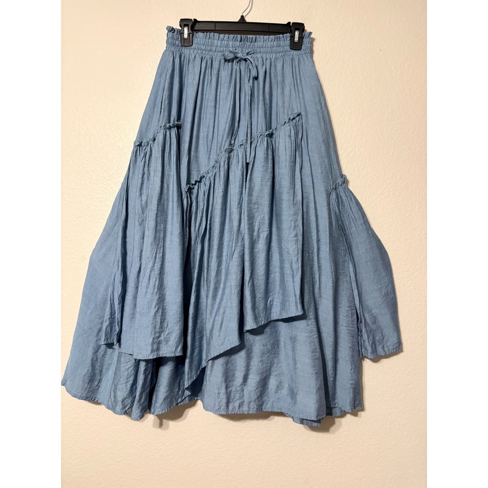 Scarlet Darkness Renaissance Layered Long Skirt Blue Asymmetric Maxi Pockets M